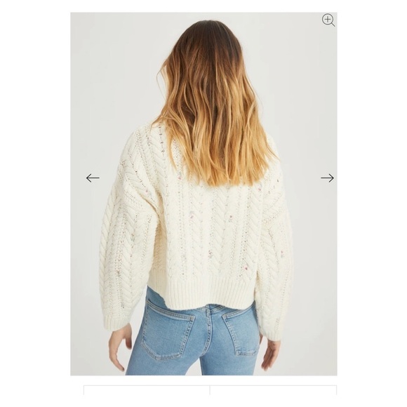 SOMETHING NAVY Cream Embellished Floral Sequin Cable Knit Cardigan XXL - Picture 6 of 13